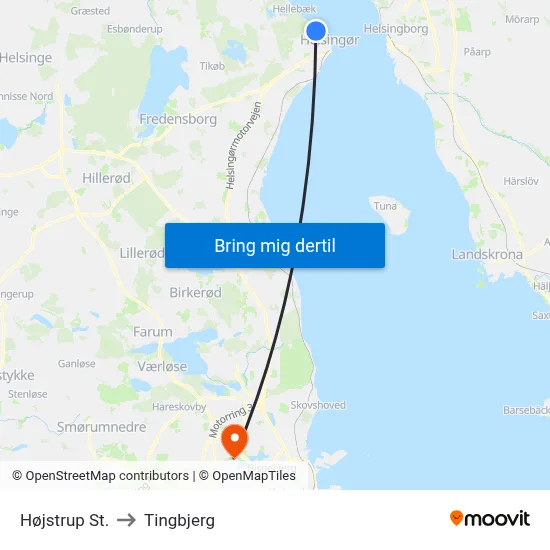 Højstrup St. to Tingbjerg map