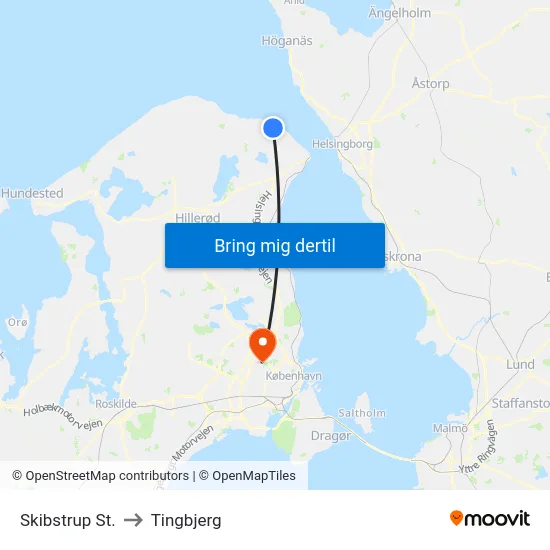 Skibstrup St. to Tingbjerg map