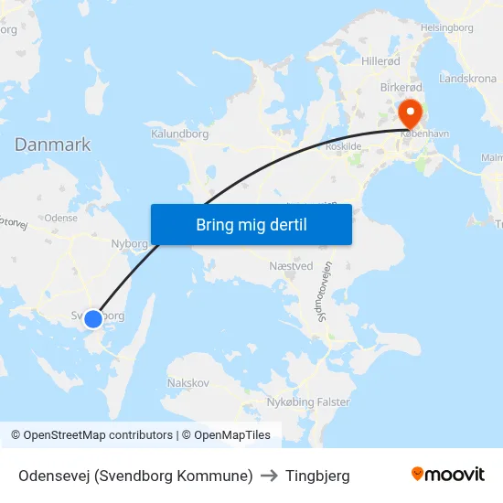Odensevej (Svendborg Kommune) to Tingbjerg map
