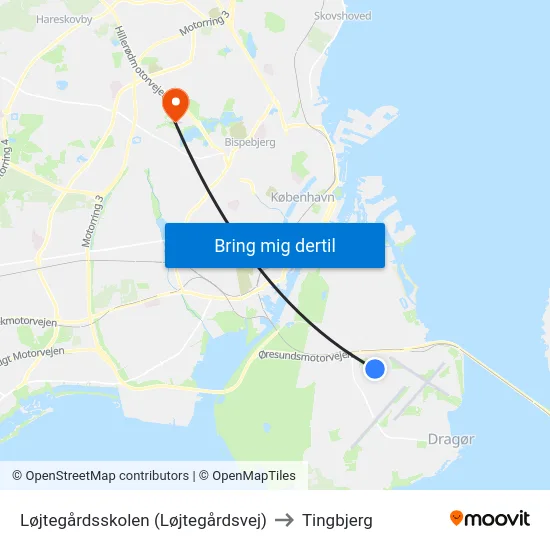 Løjtegårdsskolen (Løjtegårdsvej) to Tingbjerg map