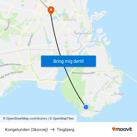Kongelunden (Skovvej) to Tingbjerg map