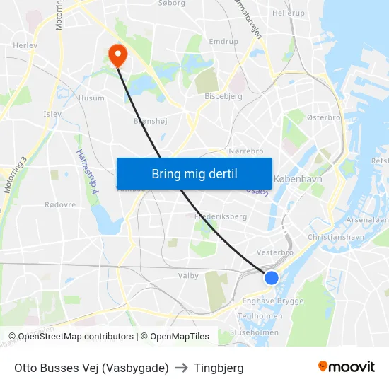 Otto Busses Vej (Vasbygade) to Tingbjerg map