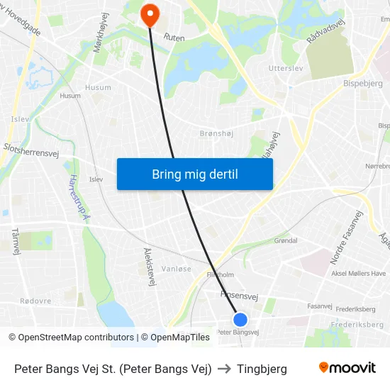 Peter Bangs Vej St. (Peter Bangs Vej) to Tingbjerg map