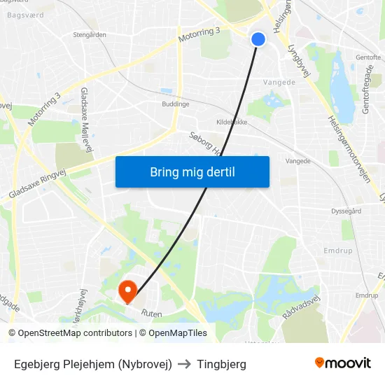 Egebjerg Plejehjem (Nybrovej) to Tingbjerg map