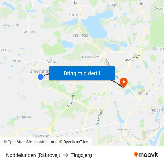 Nøddelunden (Råbrovej) to Tingbjerg map