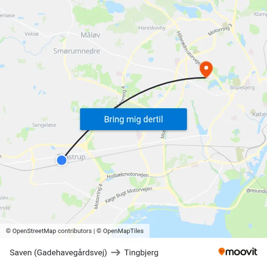 Saven (Gadehavegårdsvej) to Tingbjerg map