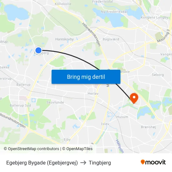 Egebjerg Bygade (Egebjergvej) to Tingbjerg map