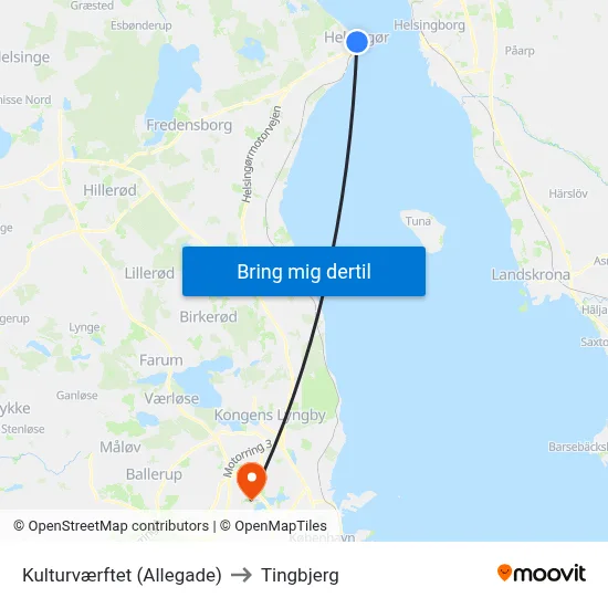 Kulturværftet (Allegade) to Tingbjerg map