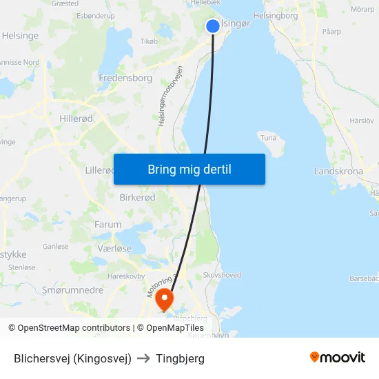 Blichersvej (Kingosvej) to Tingbjerg map