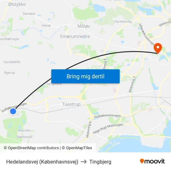 Hedelandsvej (Københavnsvej) to Tingbjerg map