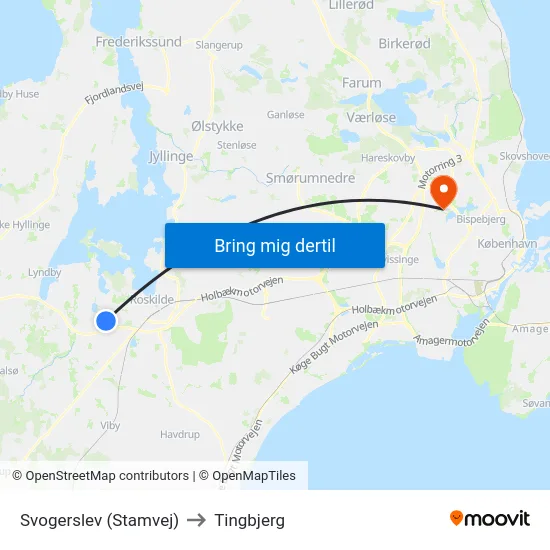 Svogerslev (Stamvej) to Tingbjerg map