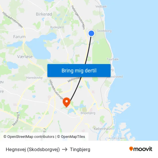 Hegnsvej (Skodsborgvej) to Tingbjerg map