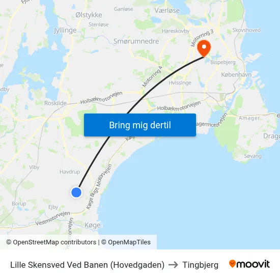 Lille Skensved Ved Banen (Hovedgaden) to Tingbjerg map