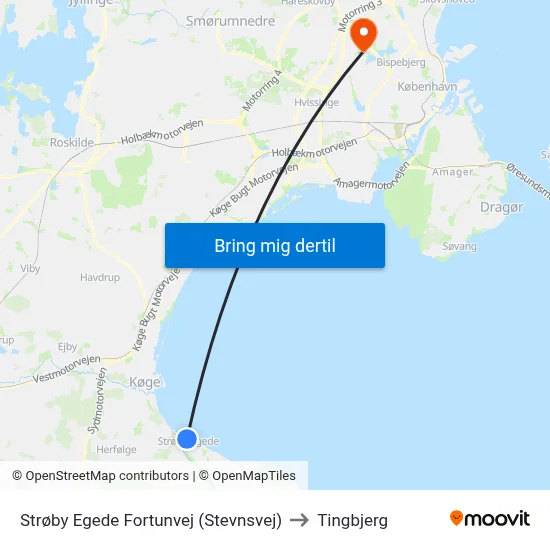 Strøby Egede Fortunvej (Stevnsvej) to Tingbjerg map
