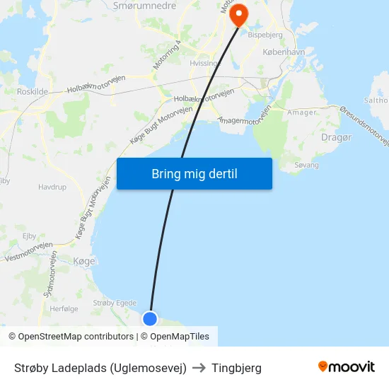 Strøby Ladeplads (Uglemosevej) to Tingbjerg map