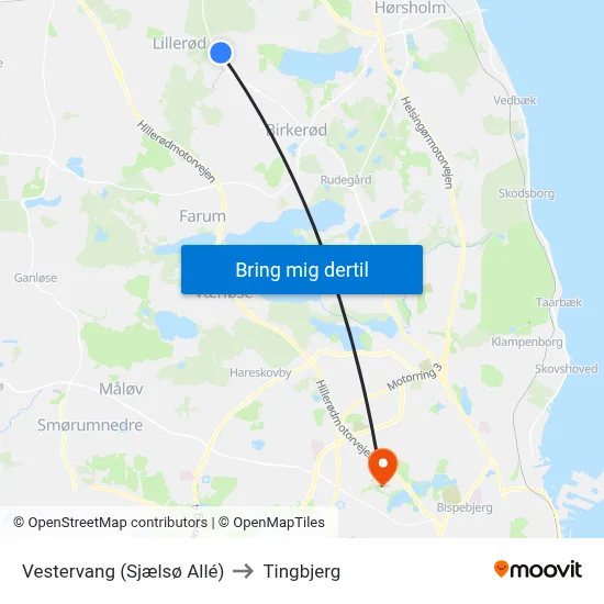Vestervang (Sjælsø Allé) to Tingbjerg map