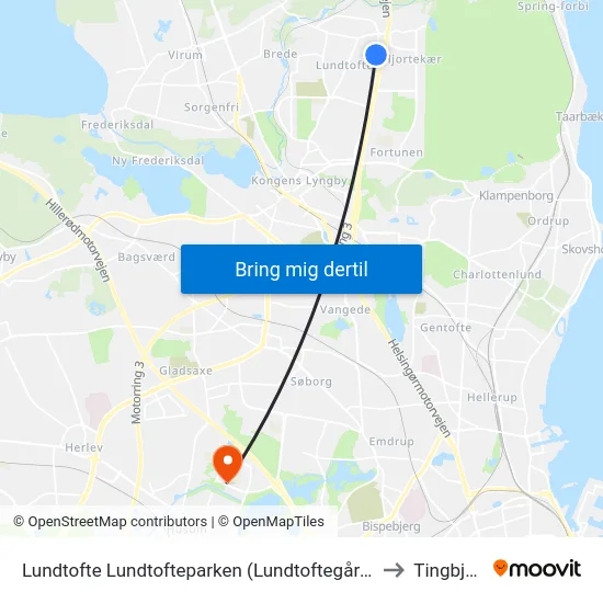 Lundtofte Lundtofteparken (Lundtoftegårdsvej) to Tingbjerg map
