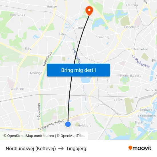 Nordlundsvej (Kettevej) to Tingbjerg map