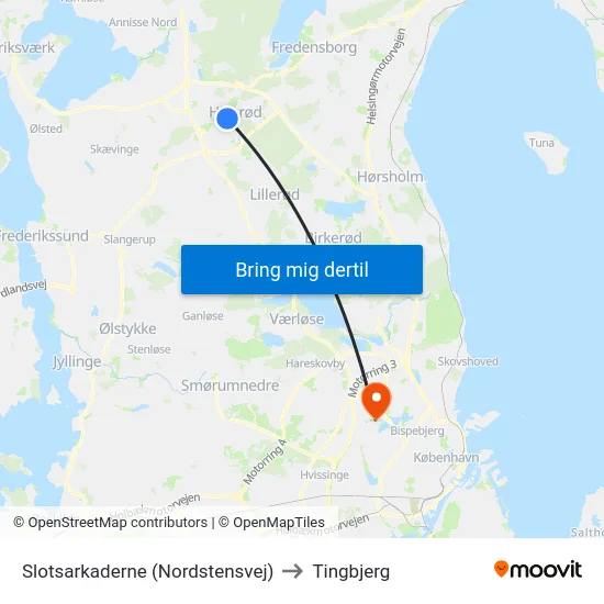 Slotsarkaderne (Nordstensvej) to Tingbjerg map