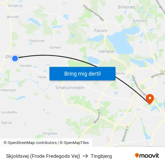 Skjoldsvej (Frode Fredegods Vej) to Tingbjerg map