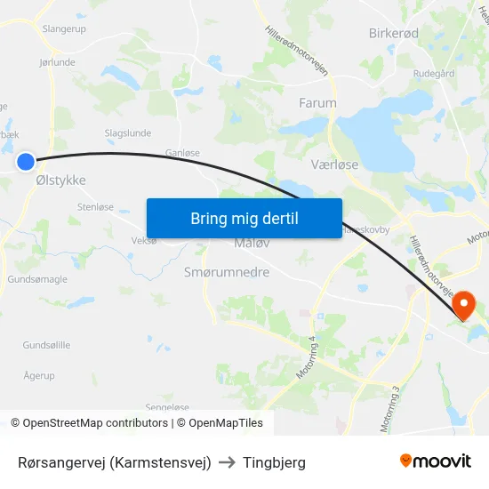 Rørsangervej (Karmstensvej) to Tingbjerg map