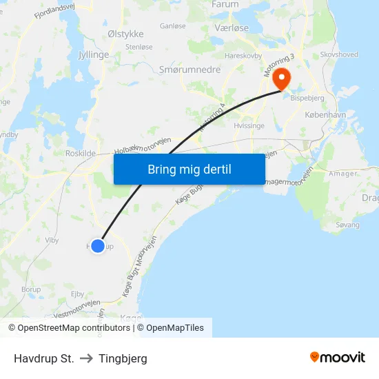 Havdrup St. to Tingbjerg map