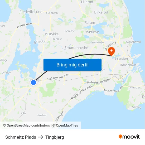 Schmeltz Plads to Tingbjerg map