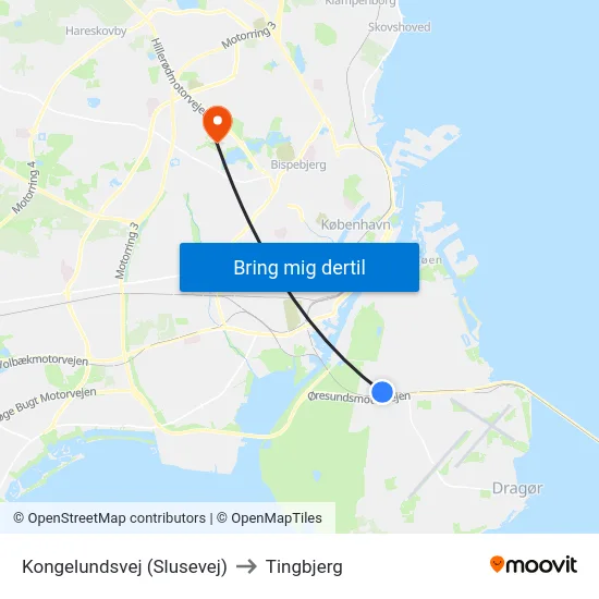 Kongelundsvej (Slusevej) to Tingbjerg map