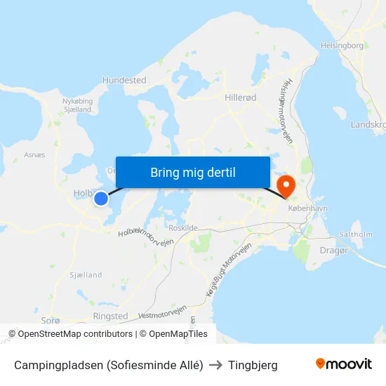 Campingpladsen (Sofiesminde Allé) to Tingbjerg map
