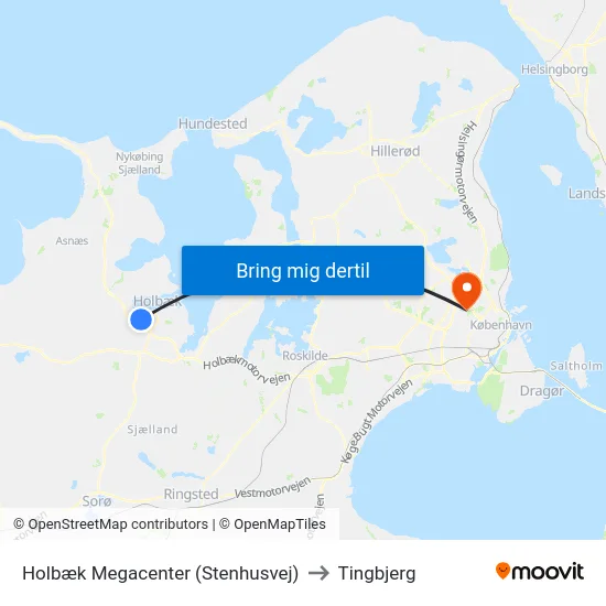Holbæk Megacenter (Stenhusvej) to Tingbjerg map
