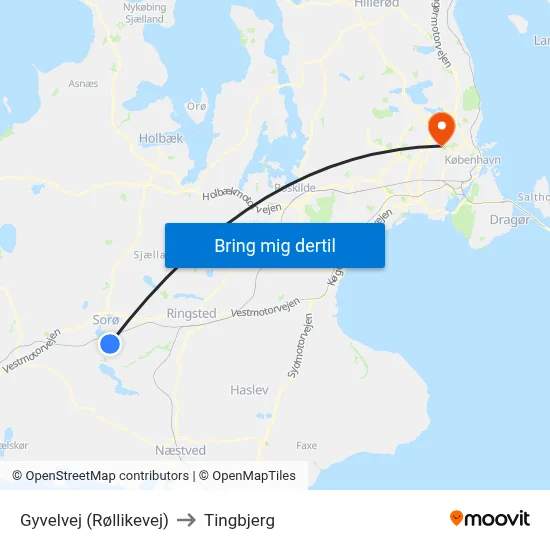 Gyvelvej (Røllikevej) to Tingbjerg map