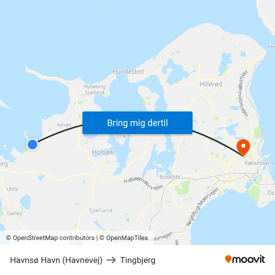 Havnsø Havn (Havnevej) to Tingbjerg map