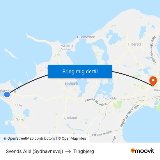 Svends Allé (Sydhavnsvej) to Tingbjerg map