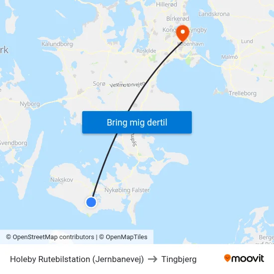 Holeby Rutebilstation (Jernbanevej) to Tingbjerg map