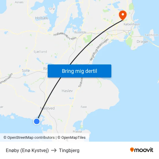 Enøby (Enø Kystvej) to Tingbjerg map