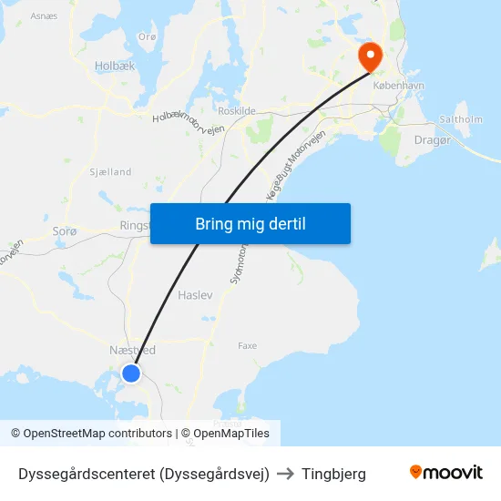 Dyssegårdscenteret (Dyssegårdsvej) to Tingbjerg map