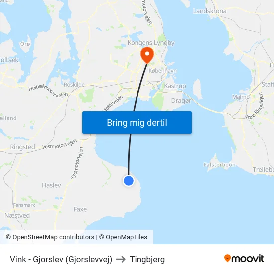 Vink - Gjorslev (Gjorslevvej) to Tingbjerg map