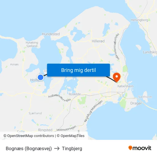 Bognæs (Bognæsvej) to Tingbjerg map