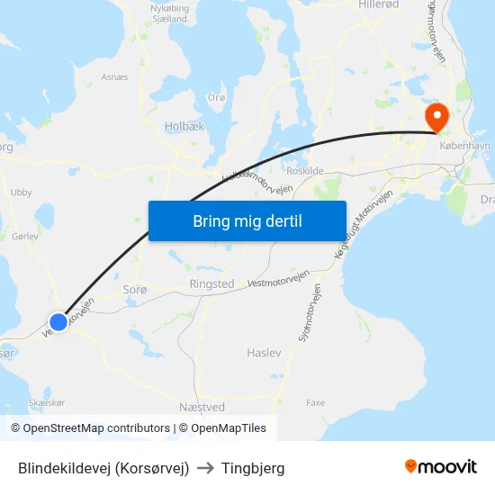 Blindekildevej (Korsørvej) to Tingbjerg map