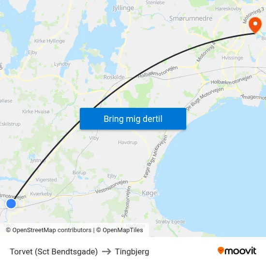 Torvet (Sct Bendtsgade) to Tingbjerg map