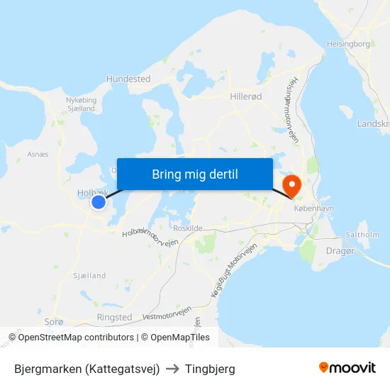 Bjergmarken (Kattegatsvej) to Tingbjerg map