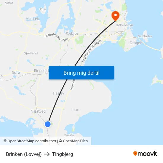 Brinken (Lovvej) to Tingbjerg map