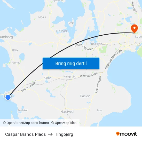 Caspar Brands Plads to Tingbjerg map