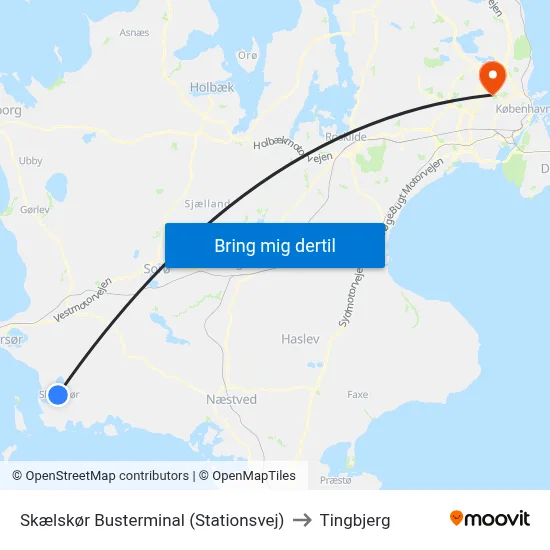 Skælskør Busterminal (Stationsvej) to Tingbjerg map