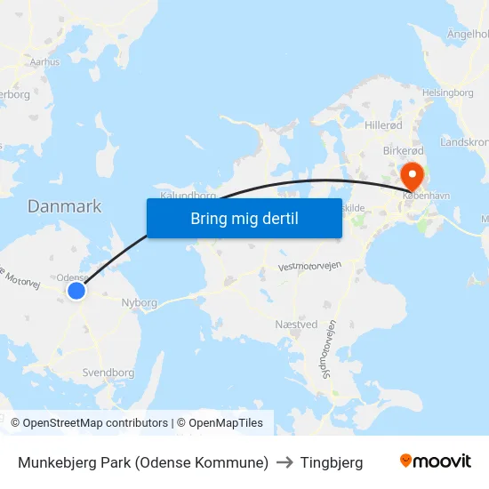 Munkebjerg Park (Odense Kommune) to Tingbjerg map
