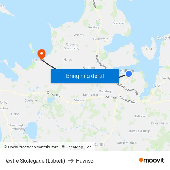 Østre Skolegade (Labæk) to Havnsø map