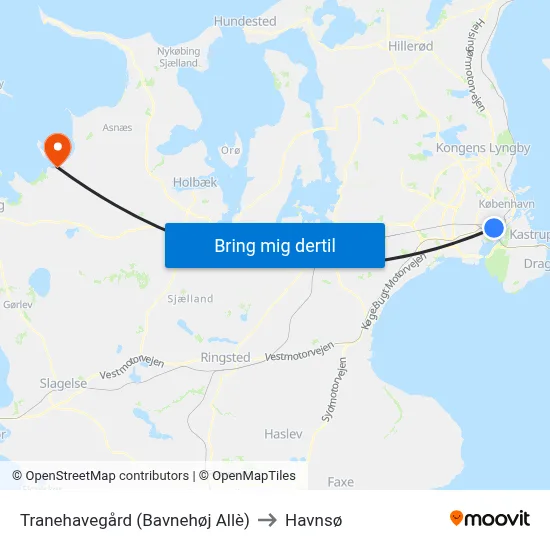 Tranehavegård (Bavnehøj Allè) to Havnsø map