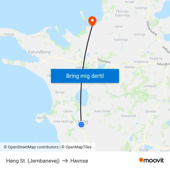 Høng St. (Jernbanevej) to Havnsø map