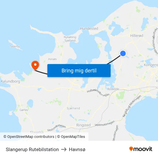 Slangerup Rutebilstation to Havnsø map
