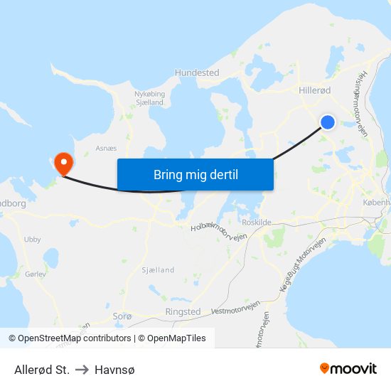 Allerød St. to Havnsø map